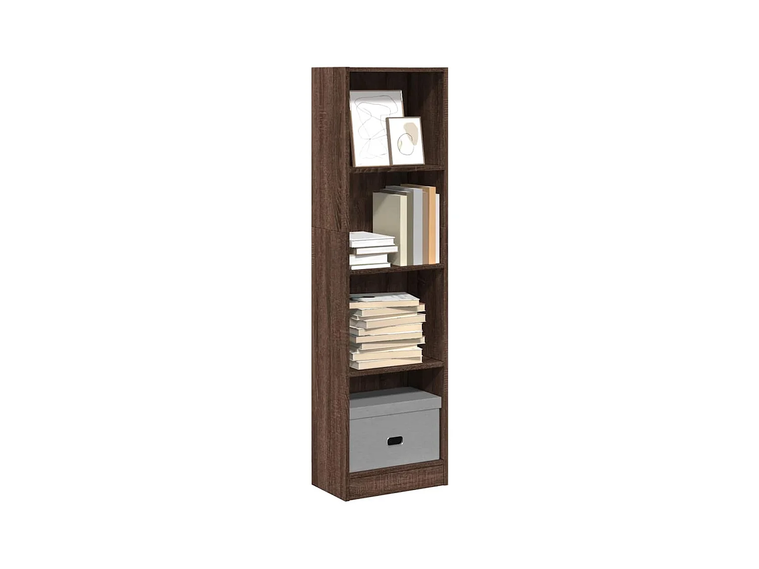 Boekenkast 40x24x143 cm bewerkt hout bruin eikenkleurig
