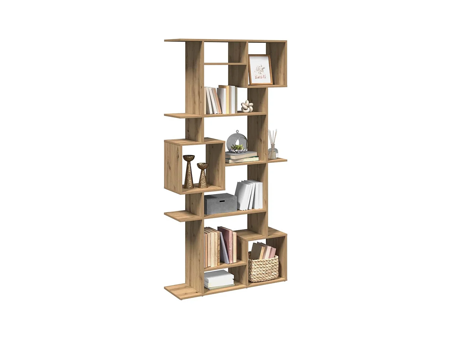 Bibliothèque chêne artisanal 92x29x188 cm bois d'ingénierie