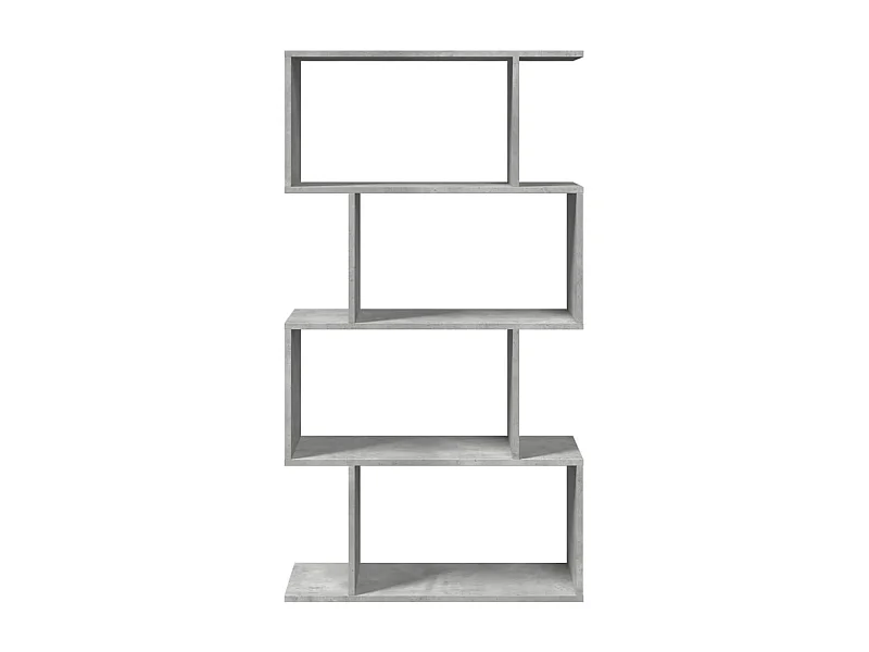Bibliothèque séparatrice de pièce à 4 niveaux gris béton 70x24x129cm