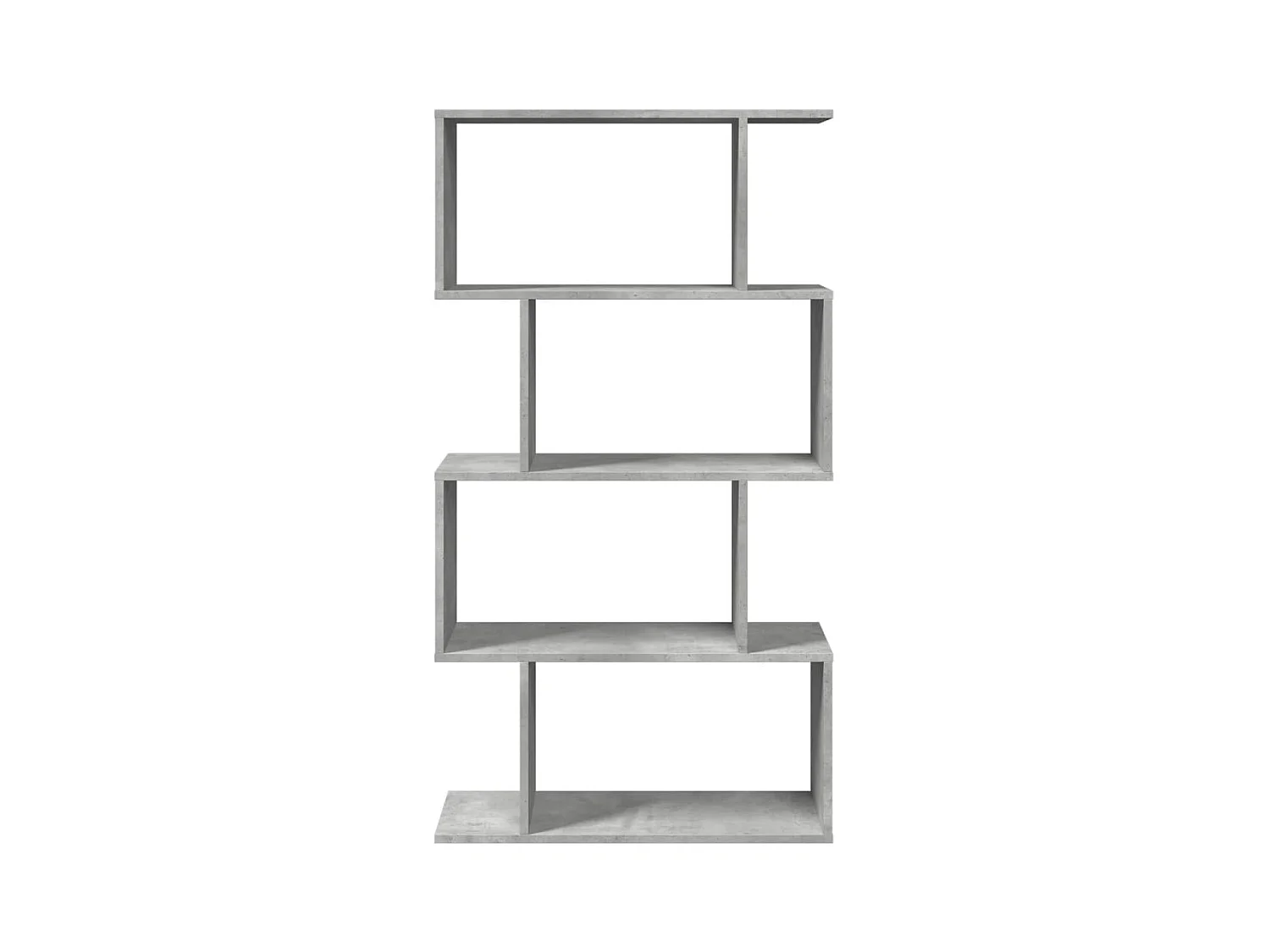 Bibliothèque séparatrice de pièce à 4 niveaux gris béton 70x24x129cm