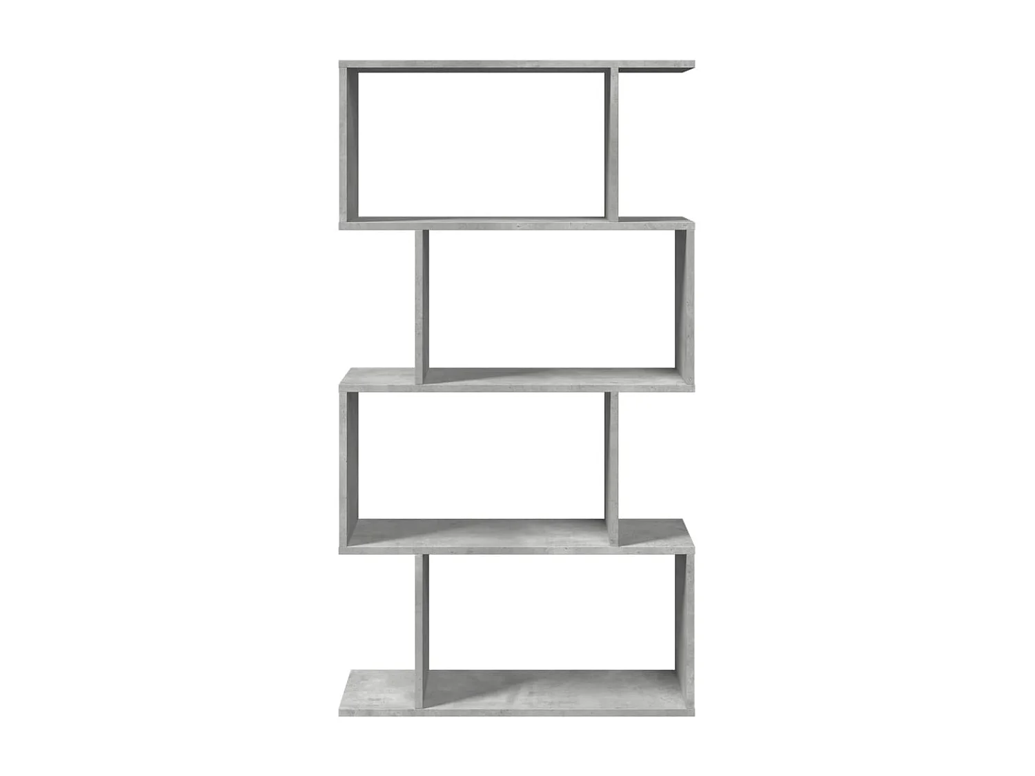 Bibliothèque séparatrice de pièce à 4 niveaux gris béton 70x24x129cm