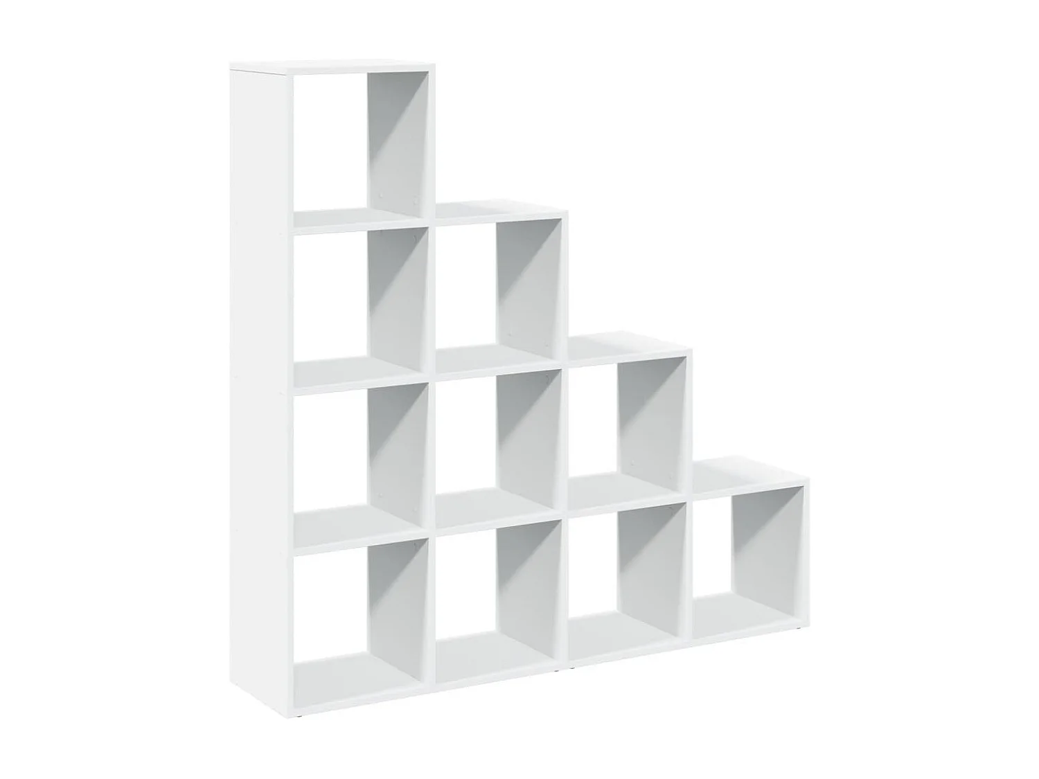 Bibliothèque séparatrice de pièce à 4 niveaux blanc 131,5x29x131,5cm