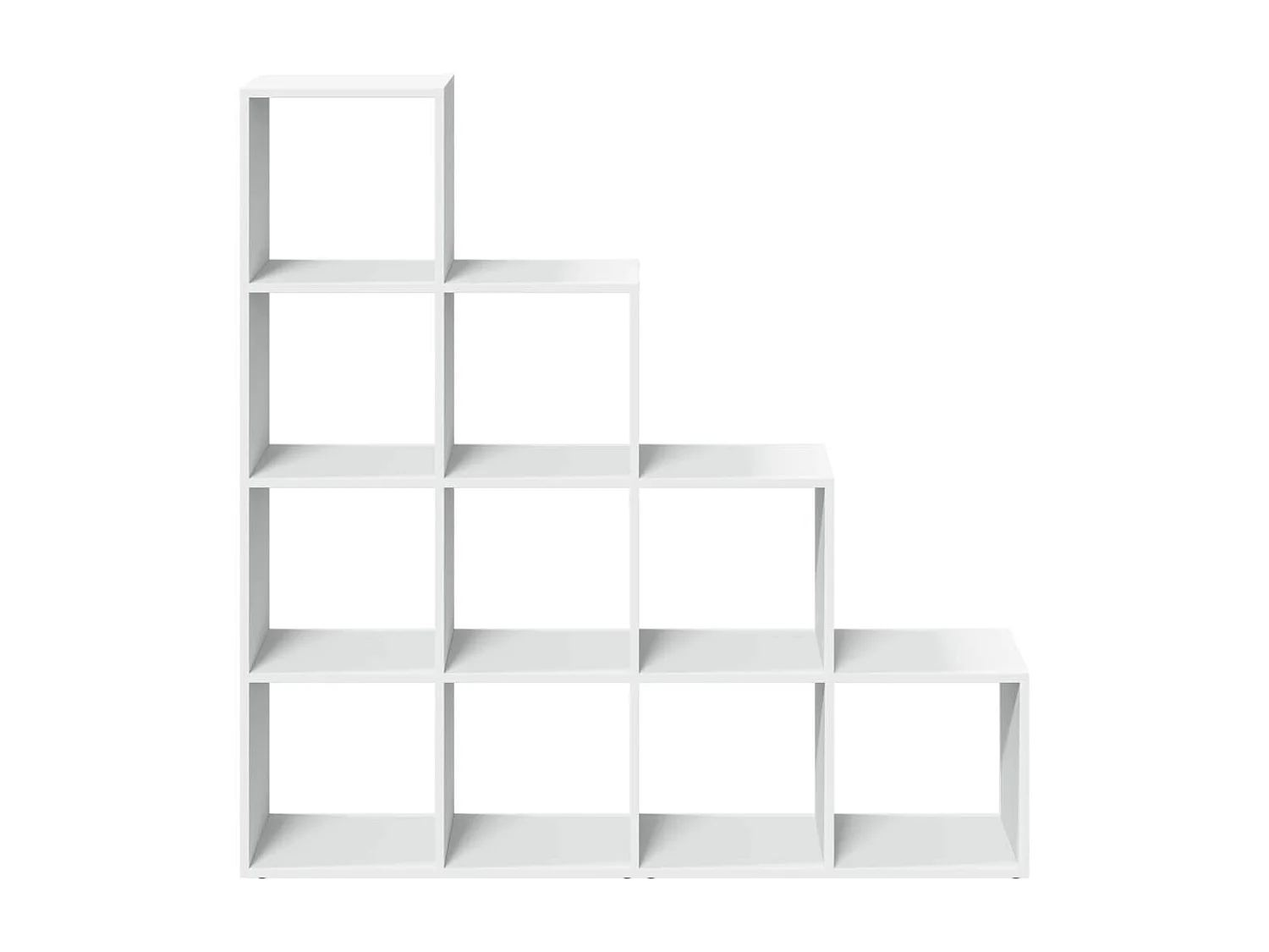 Bibliothèque séparatrice de pièce à 4 niveaux blanc 131,5x29x131,5cm