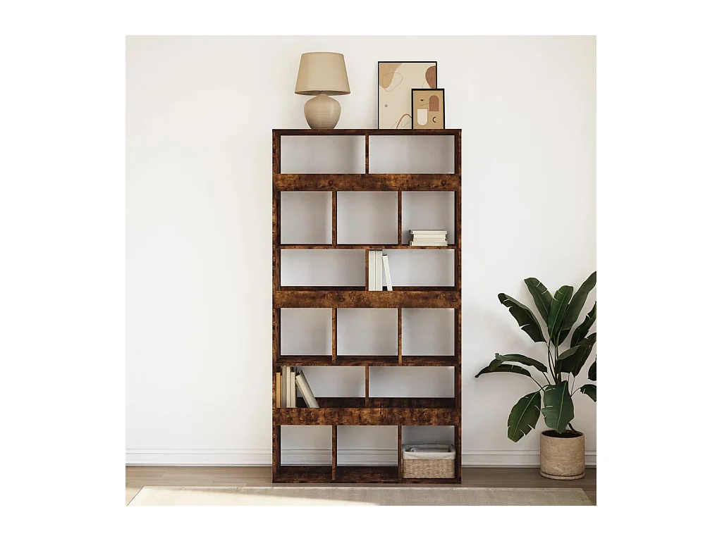 Bibliothèque chêne fumé 100x33x187,5 cm bois d'ingénierie