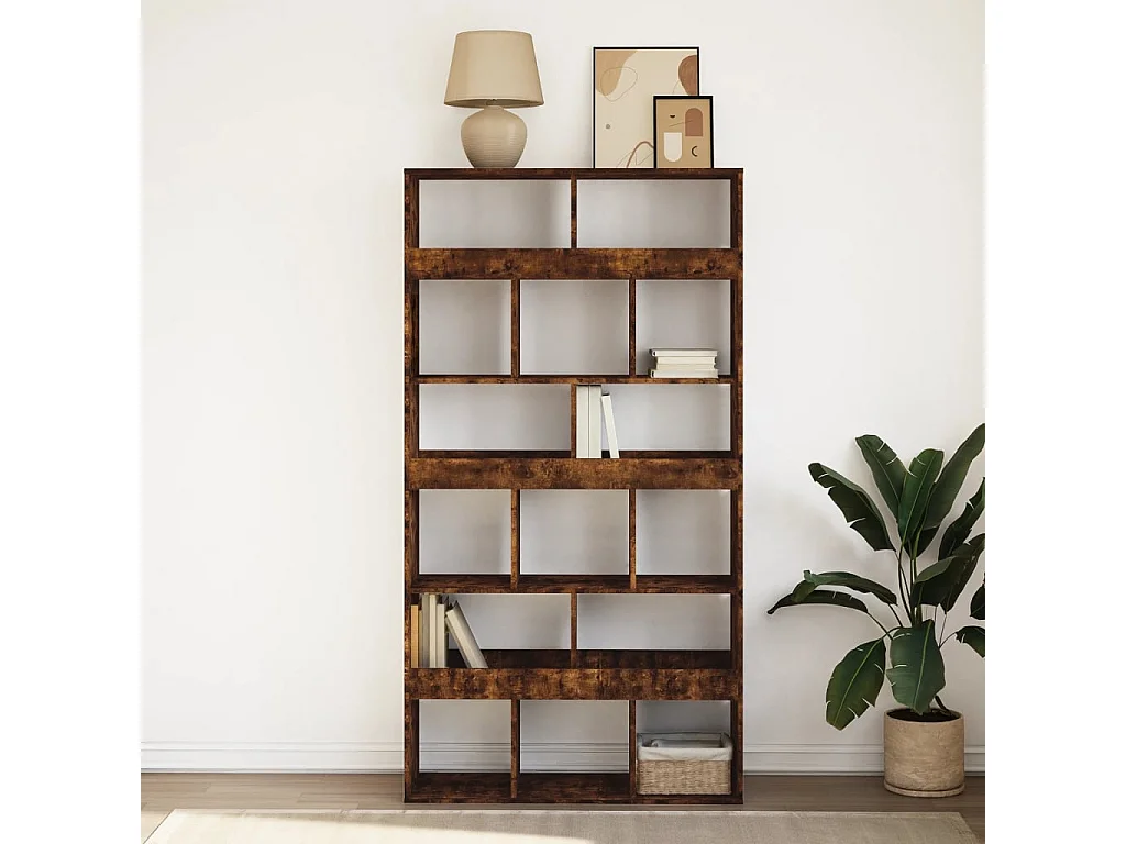 Bibliothèque chêne fumé 100x33x187,5 cm bois d'ingénierie