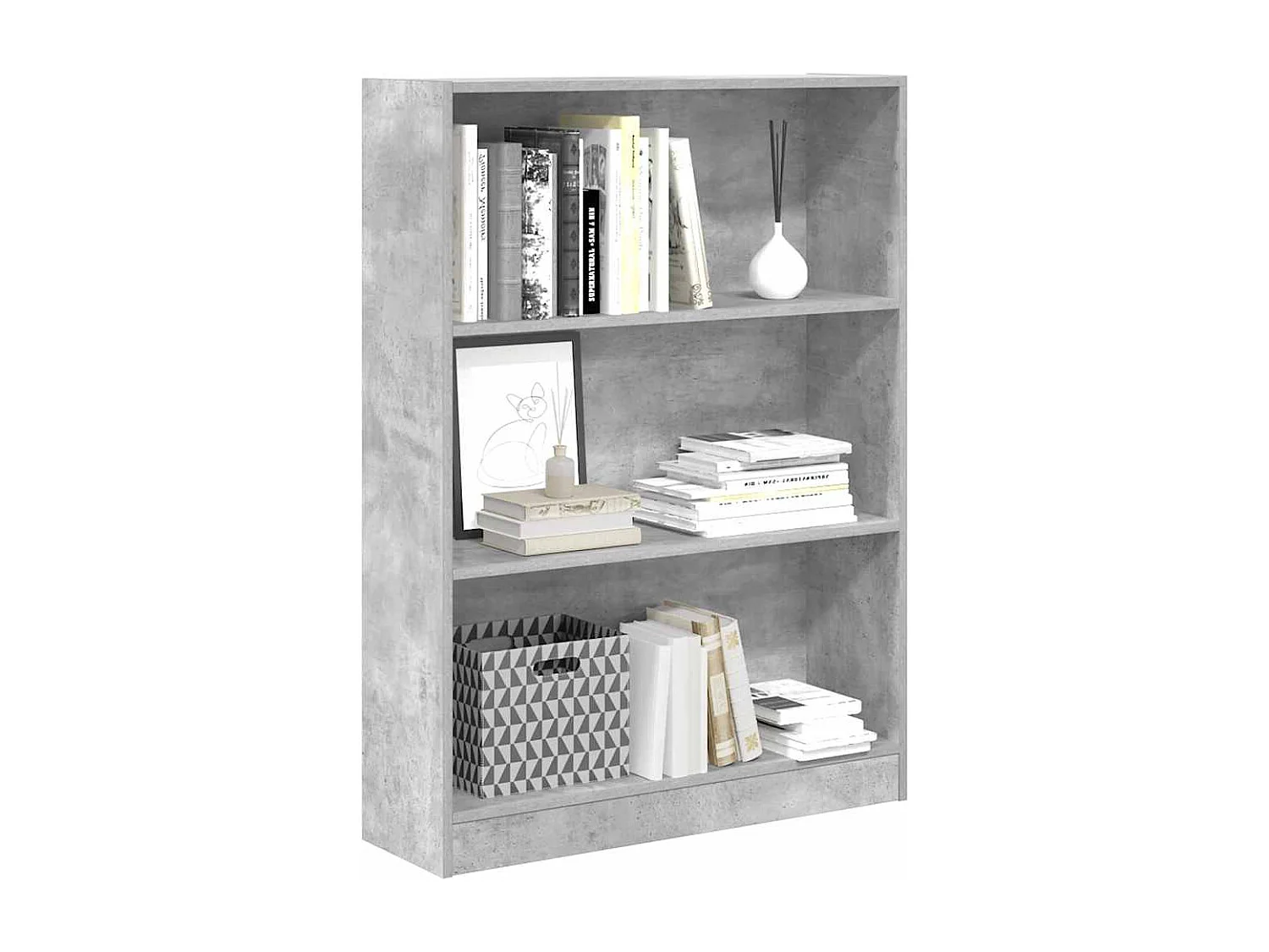 Bibliothèque gris béton 80x24x109 cm bois d'ingénierie