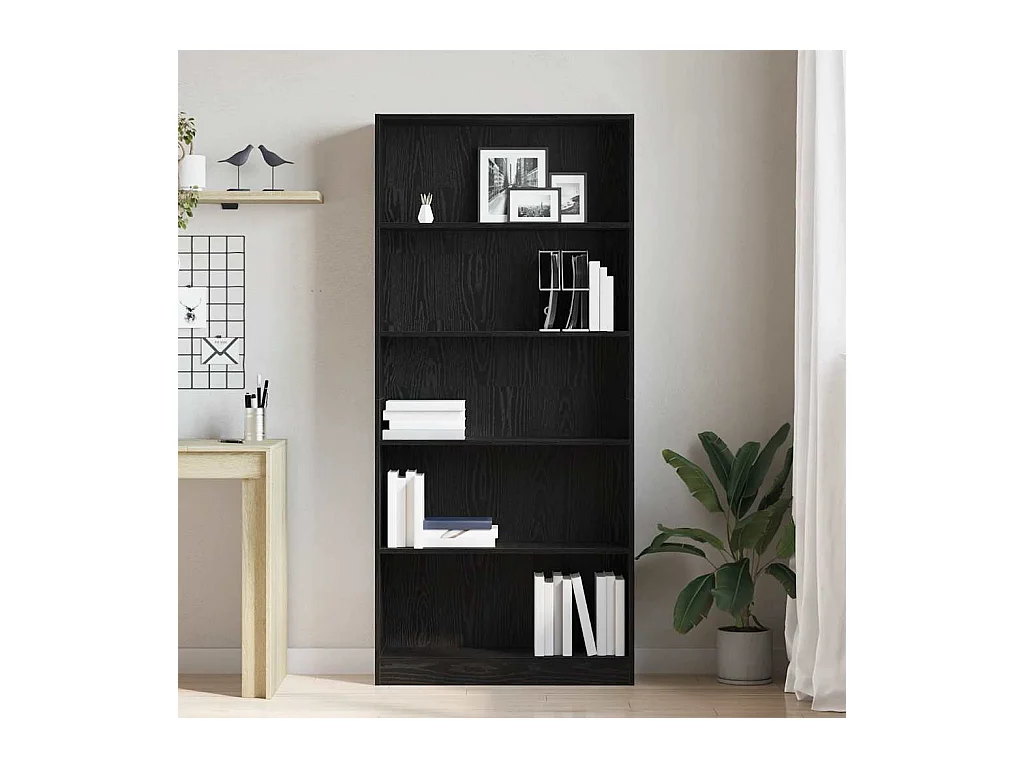 Bibliothèque chêne noir 80x24x176 cm bois d'ingénierie