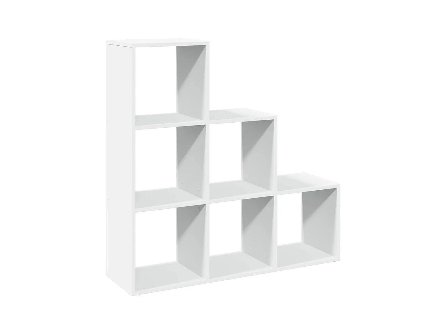 Bibliothèque séparatrice de pièce à 3 niveaux blanc 99x29x99 cm