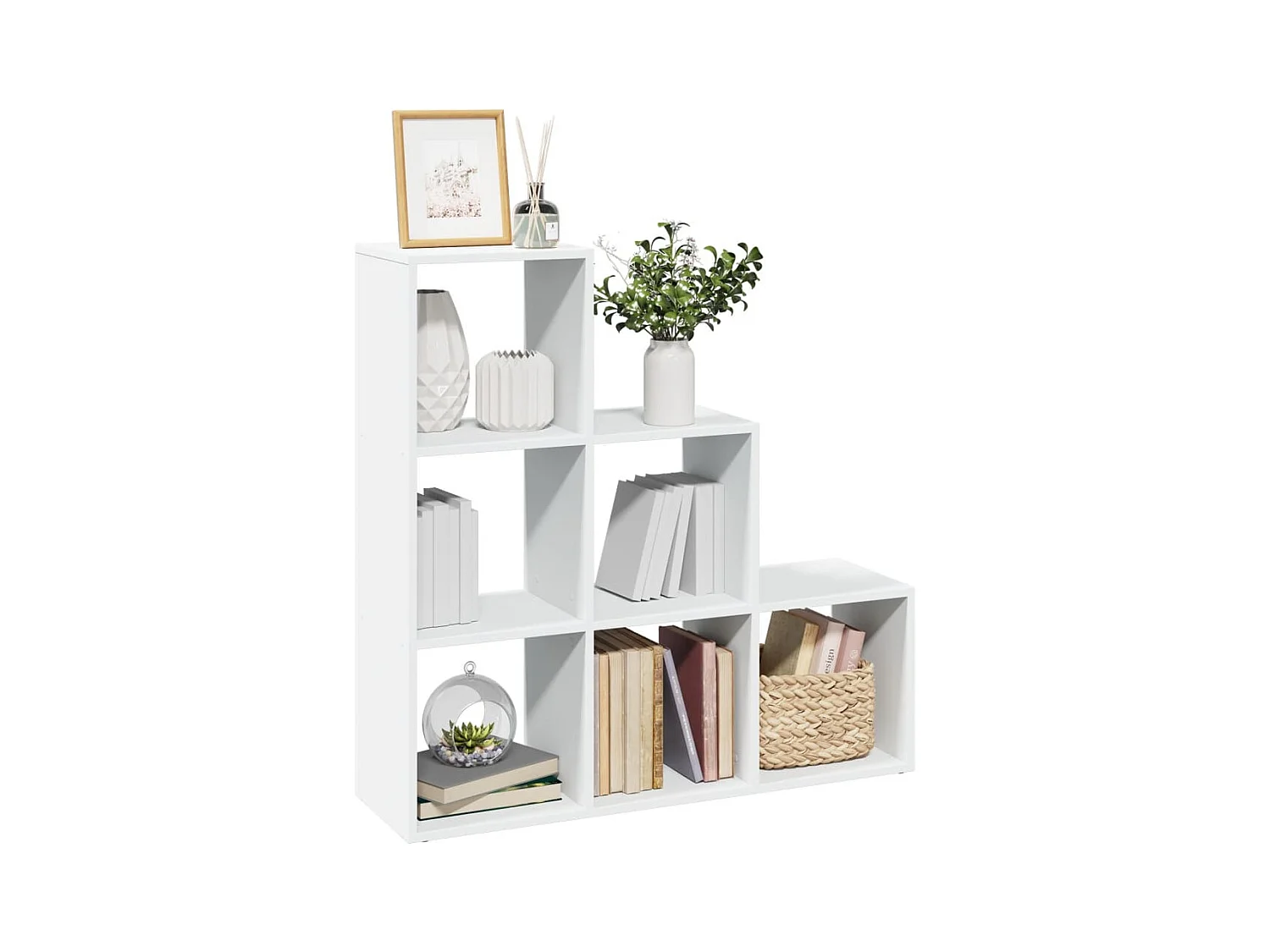 Kamerscherm / boekenkast 3-laags 99x29x99 cm bewerkt hout wit