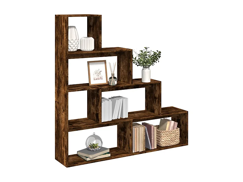 Librería divisora 4 niveles roble ahumado 143,5x29x143,5 cm