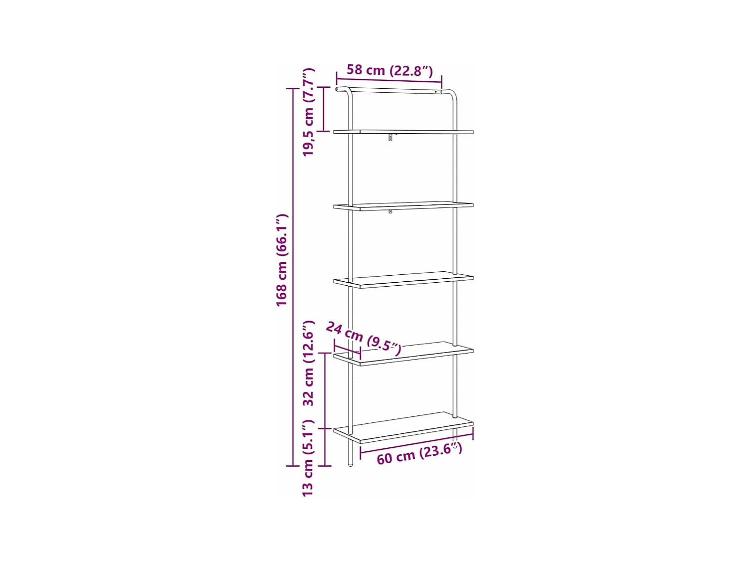 Bibliothèque Bois ancien 60 x 24 x 168 cm Bois d'ingénierie