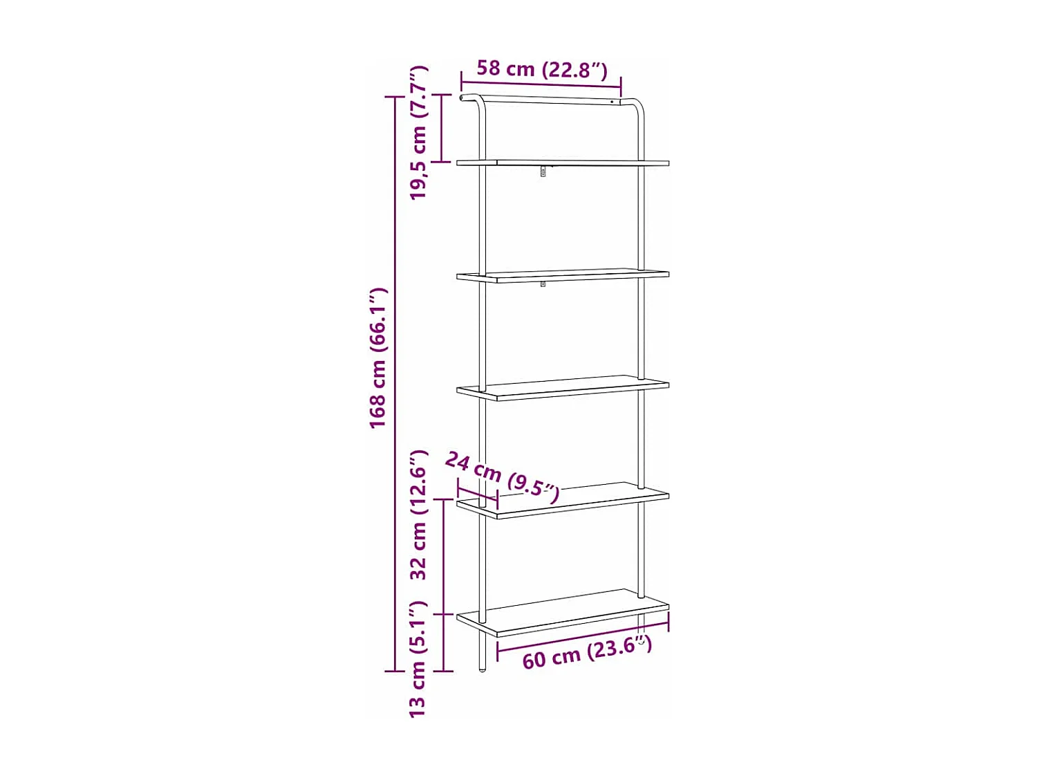 Bibliothèque Bois ancien 60 x 24 x 168 cm Bois d'ingénierie