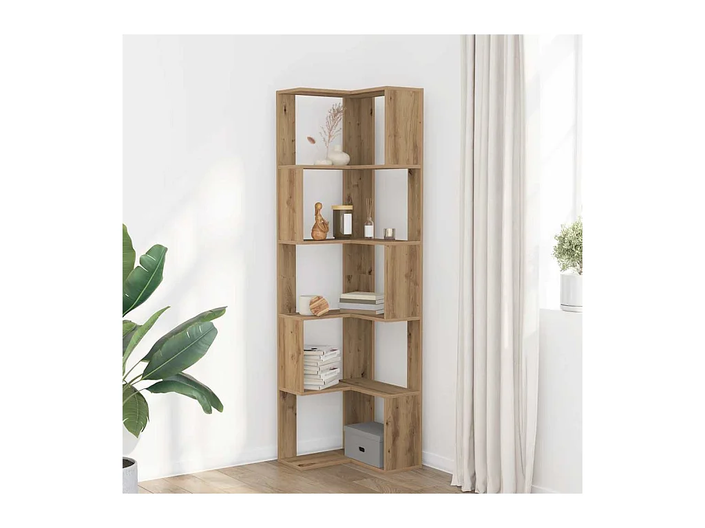 Bibliothèque d'angle 5 niveaux chêne artisanal bois ingénierie