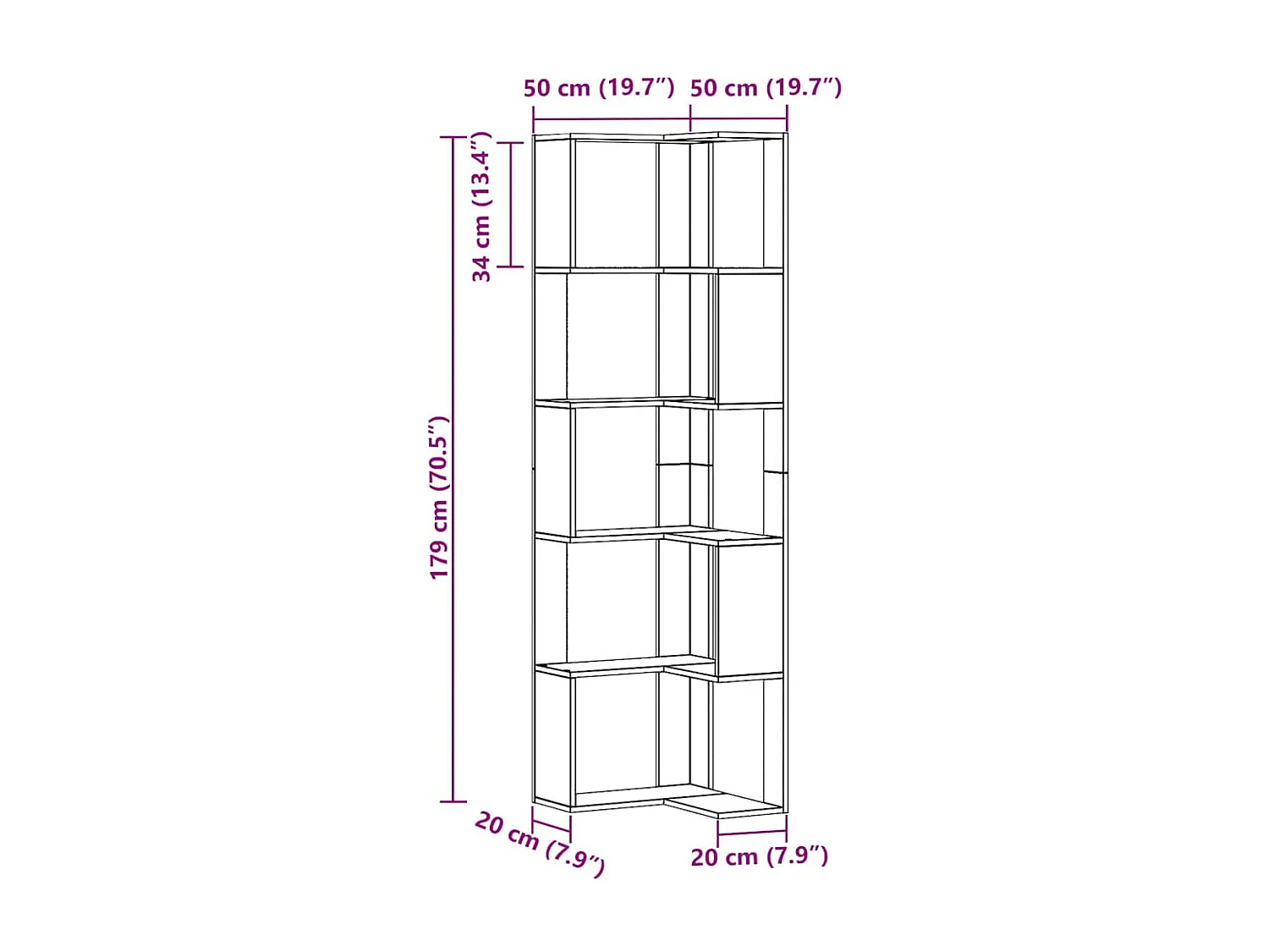 Bibliothèque d'angle 5 niveaux chêne artisanal bois ingénierie