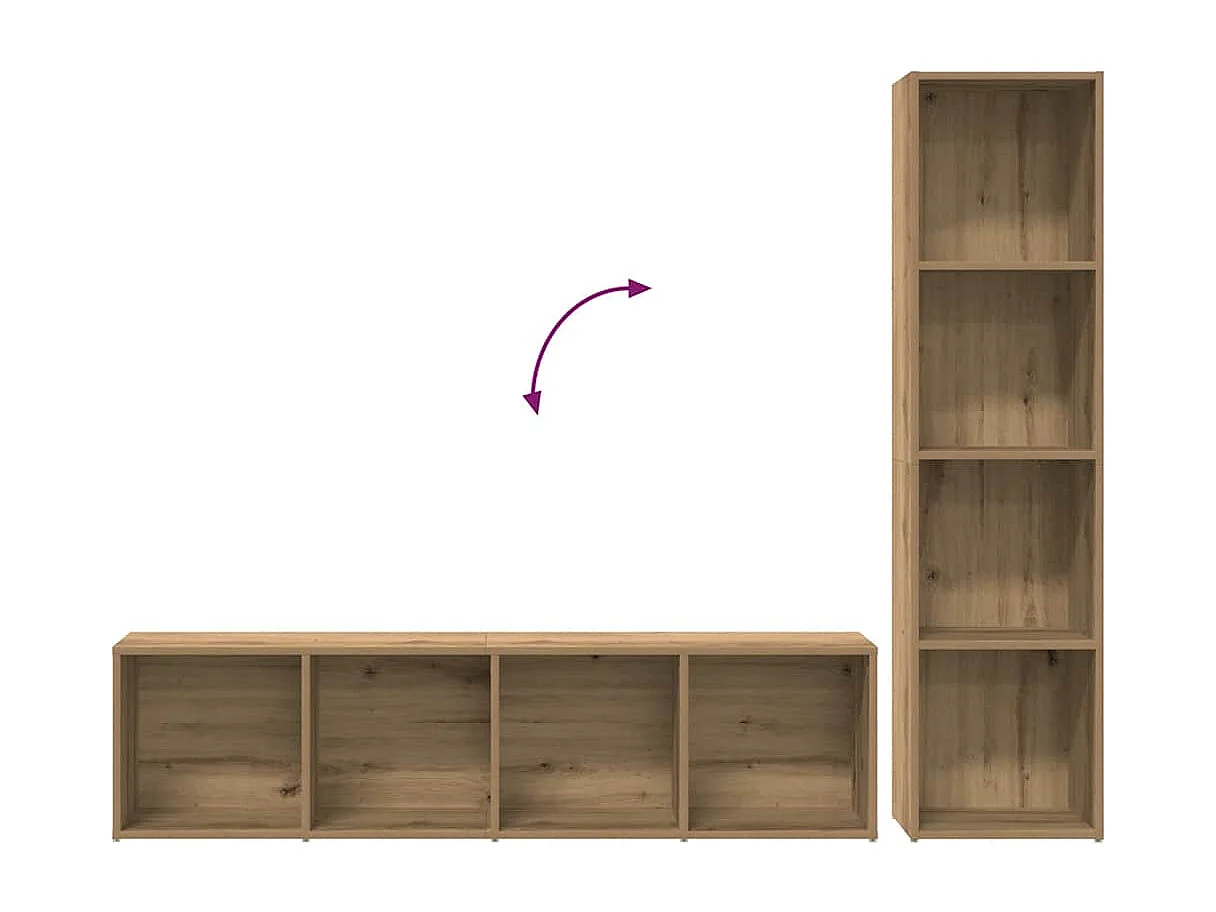 Bibliothèques 3 pièces chêne artisanal bois d'ingénierie