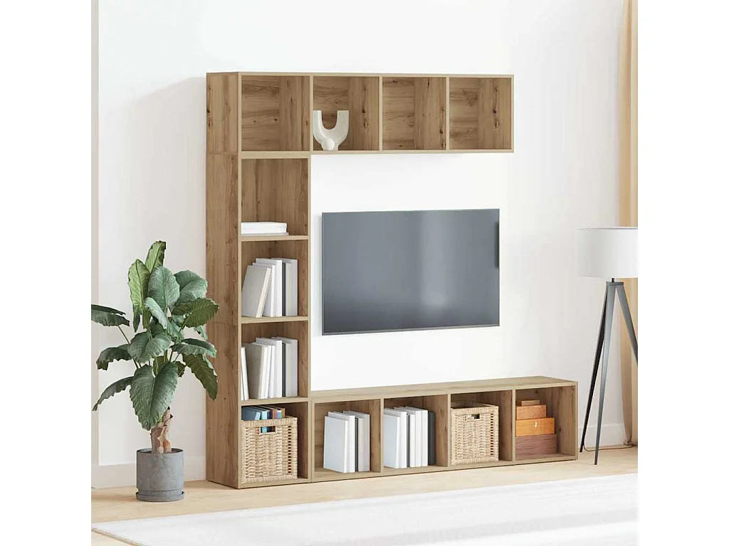 Bibliothèques 3 pièces chêne artisanal bois d'ingénierie