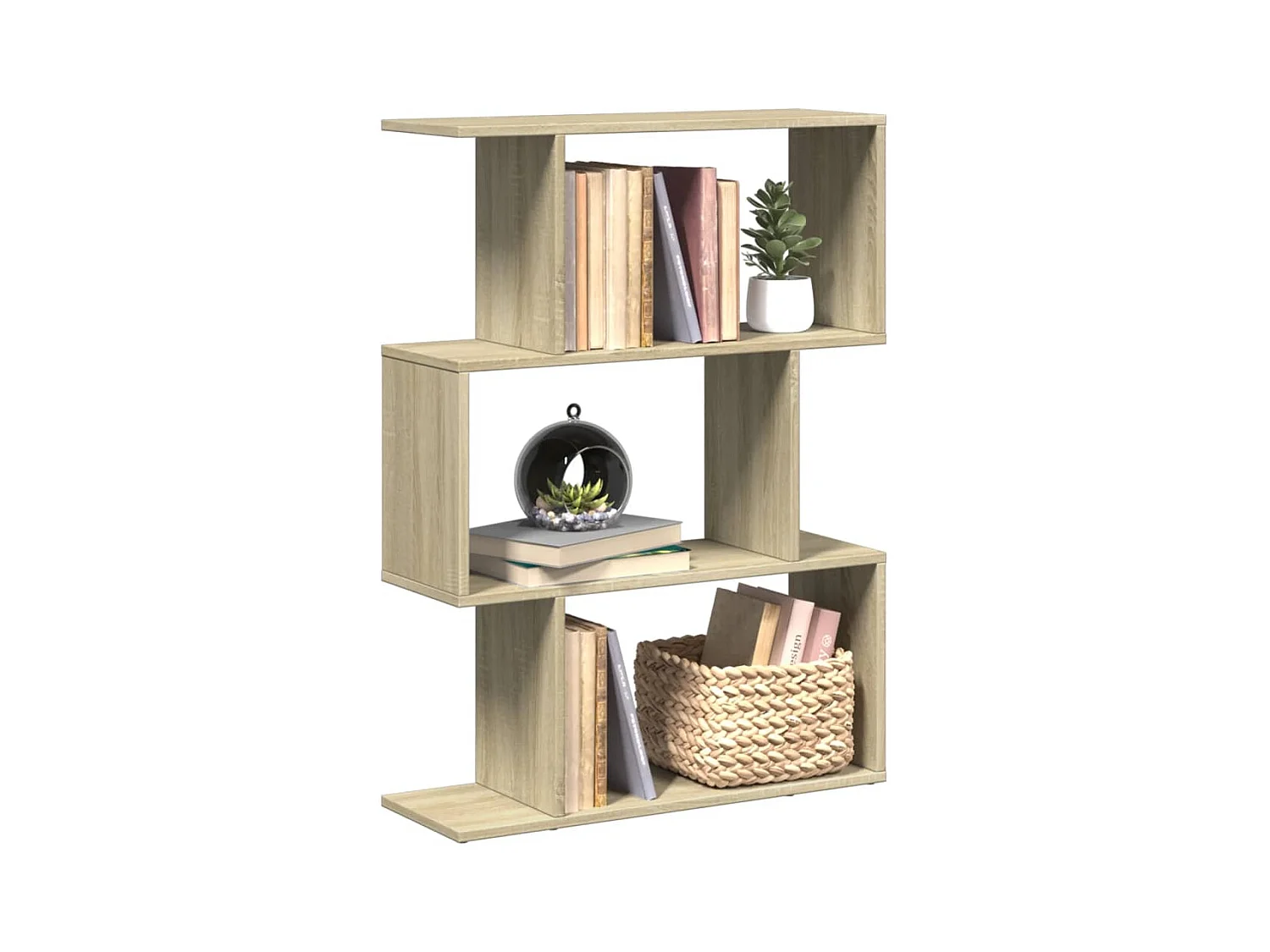 Bibliothèque séparatrice de pièce 3 niveaux chêne sonoma 70x24x97 cm