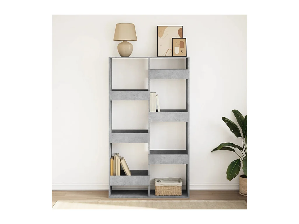 Bibliothèque gris béton 100x33x175 cm bois d'ingénierie