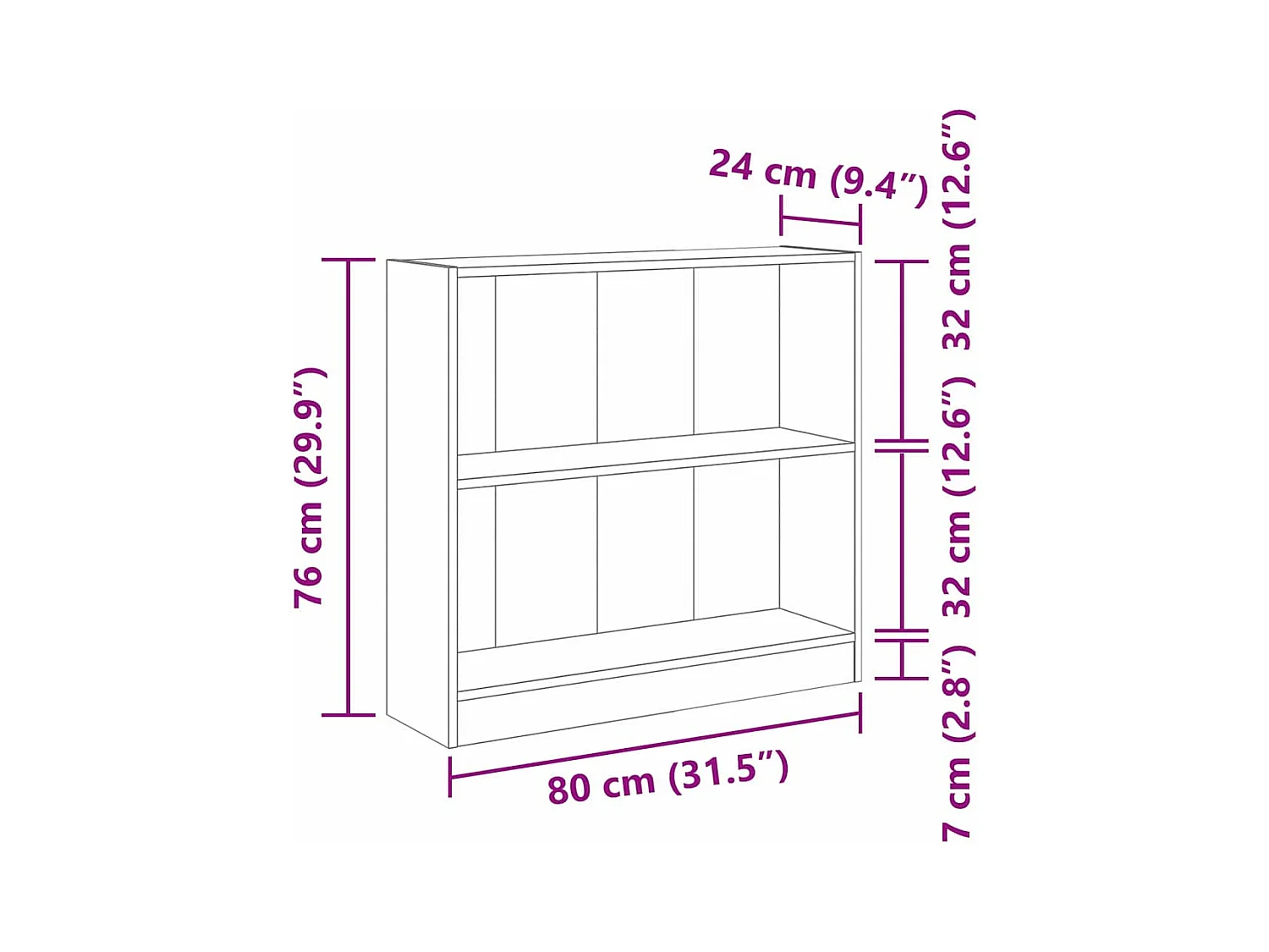 Bibliothèque Chêne noir 80 x 24 x 76 cm Bois d'ingénierie