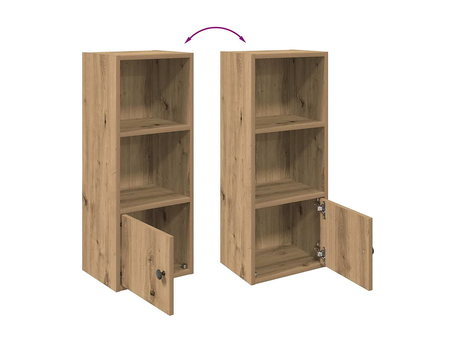 Bibliothèque chêne artisanal 31x24x77 cm bois d'ingénierie