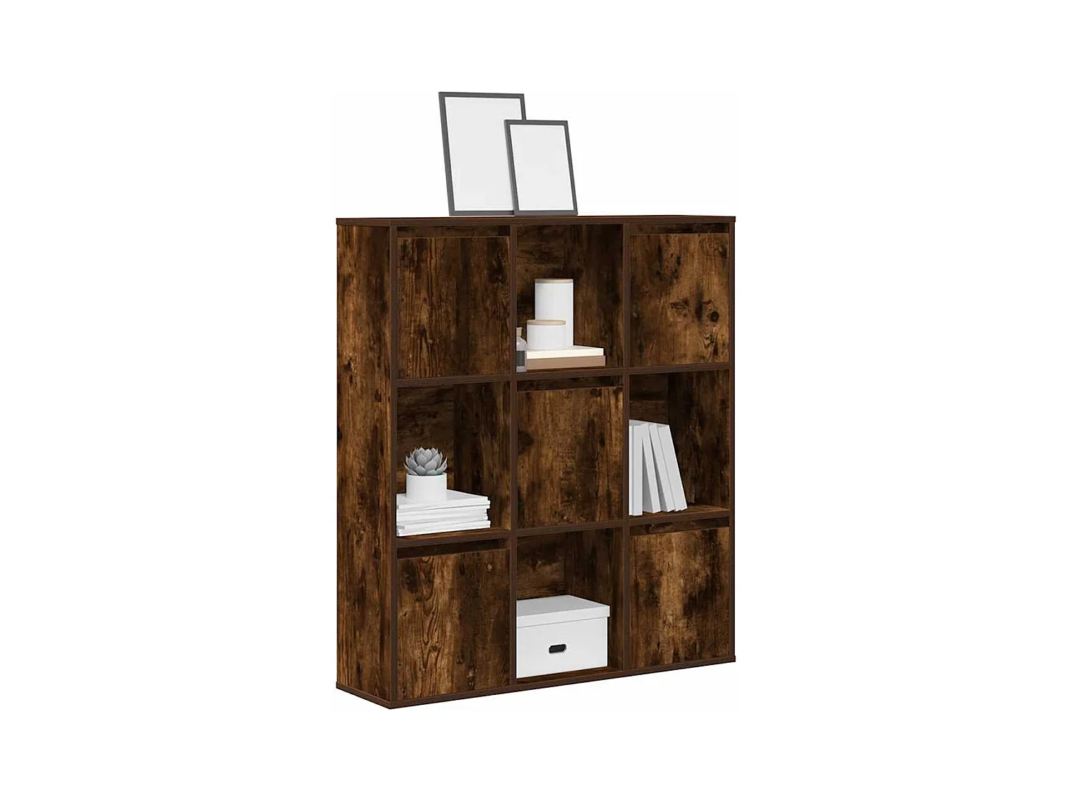 Bibliothèque chêne fumé 89x24x101,5 cm bois d'ingénierie