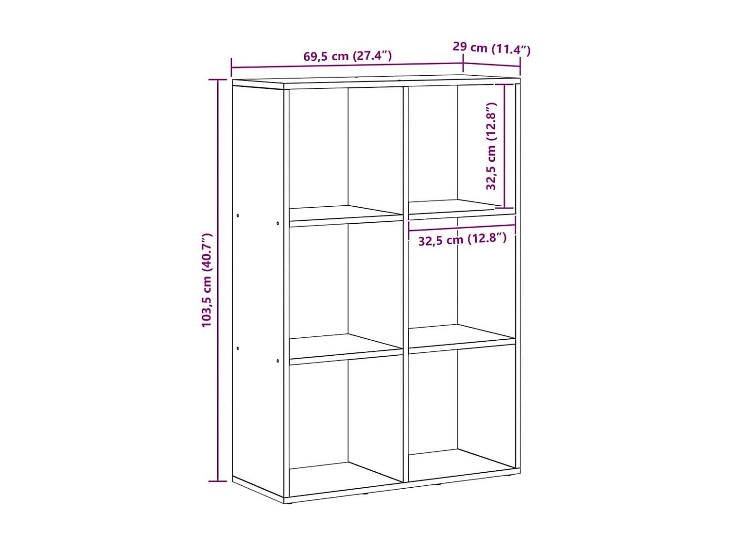 Bibliothèque Chêne noir 69.5 x 29 x 103.5 cm Bois d'ingénierie