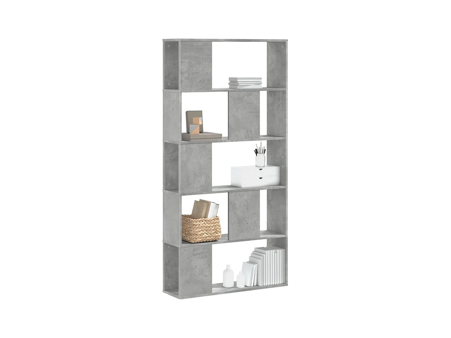 Librería de 5 niveles madera gris hormigón 80,5x23,5x162,5 cm