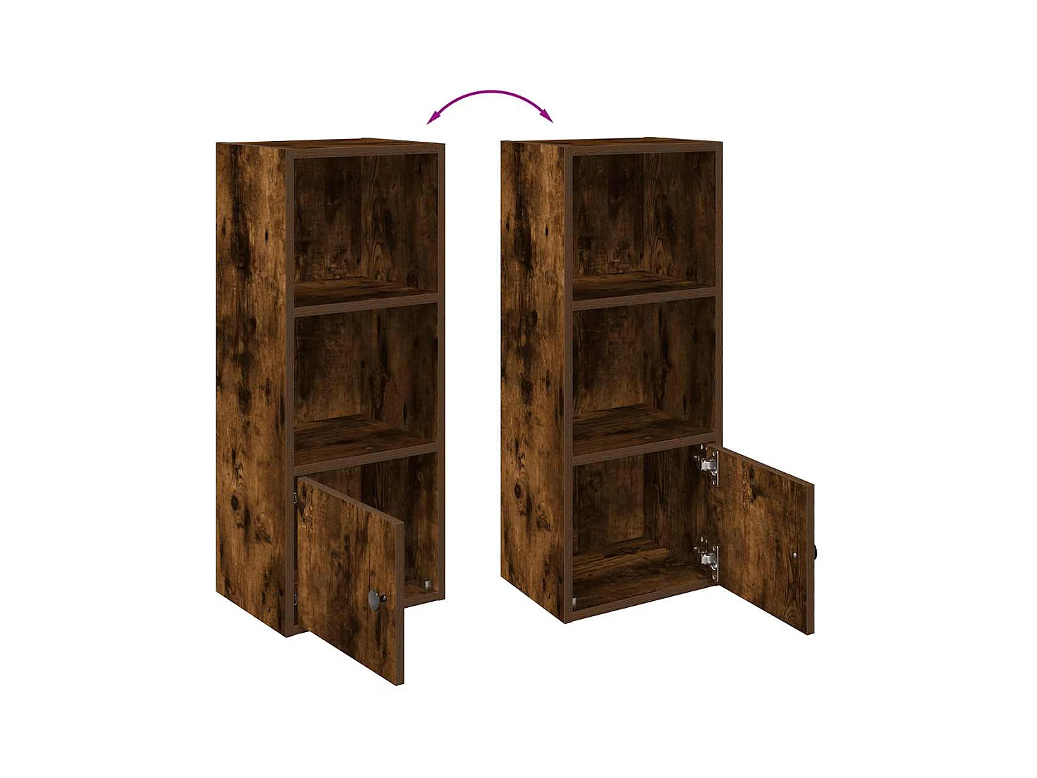 Bibliothèque chêne fumé 31x24x77 cm bois d'ingénierie