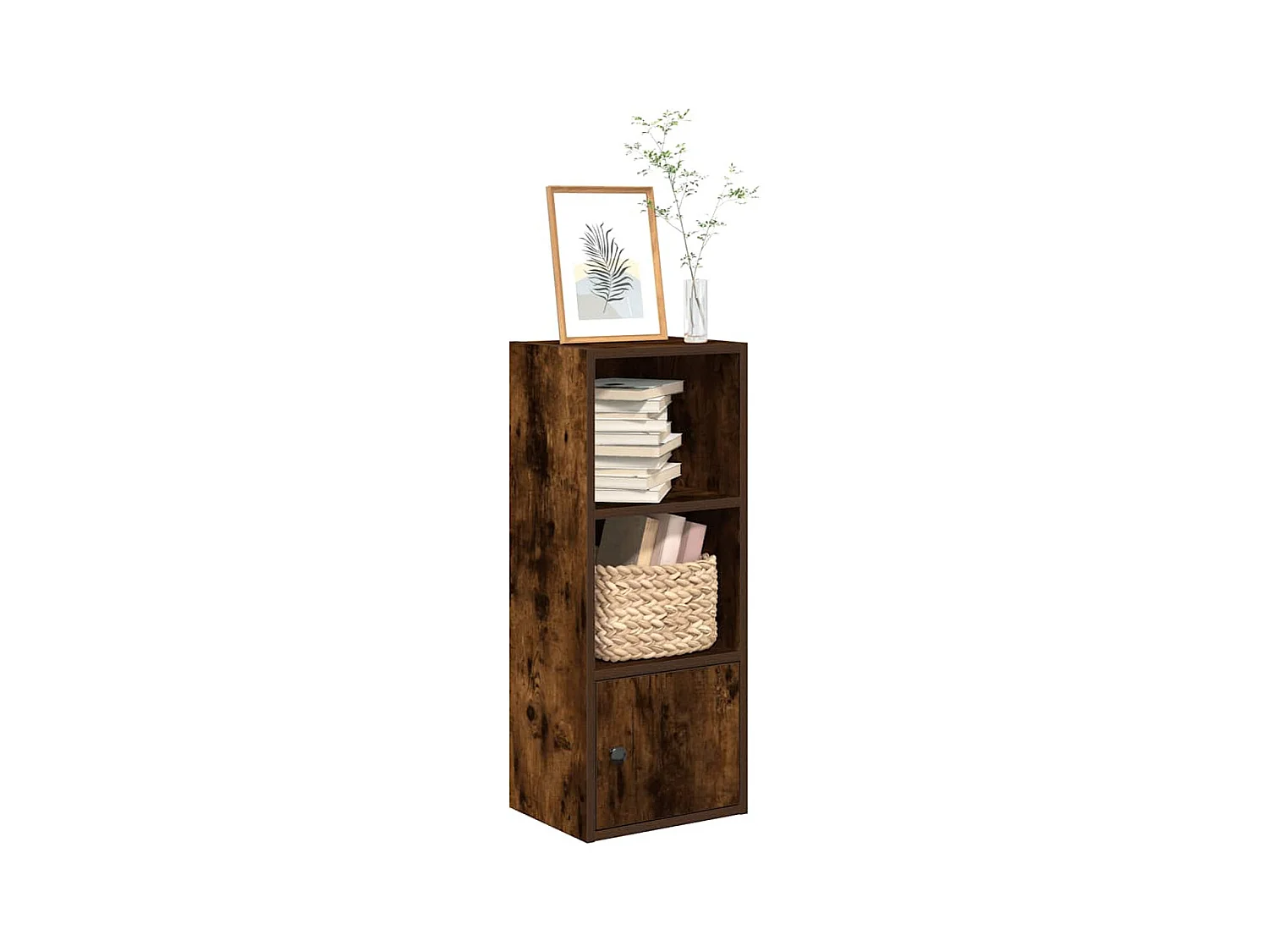 Bibliothèque chêne fumé 31x24x77 cm bois d'ingénierie