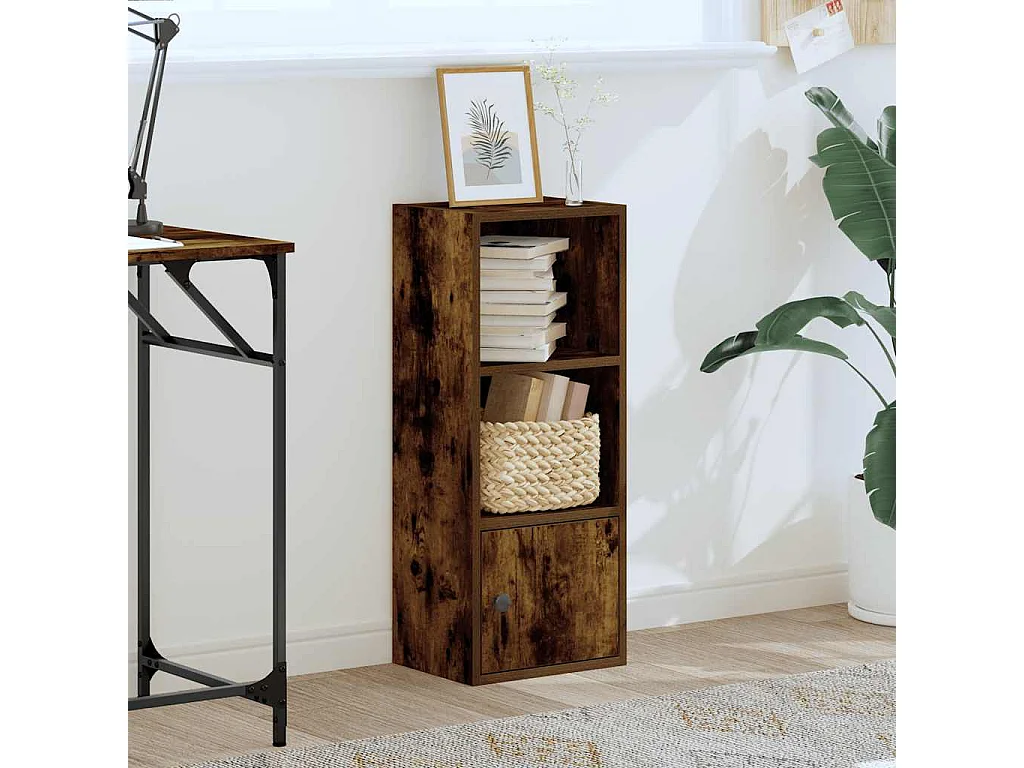 Bibliothèque chêne fumé 31x24x77 cm bois d'ingénierie