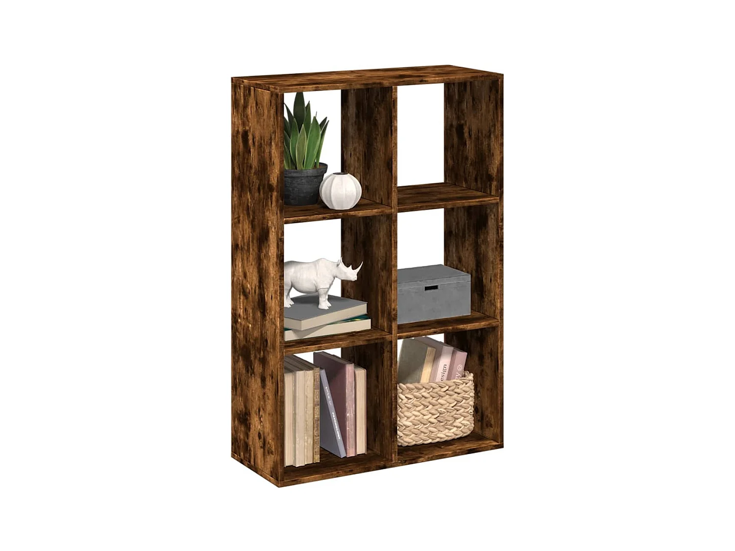 Bibliothèque séparatrice de pièce chêne fumé 69,5x29x103,5 cm