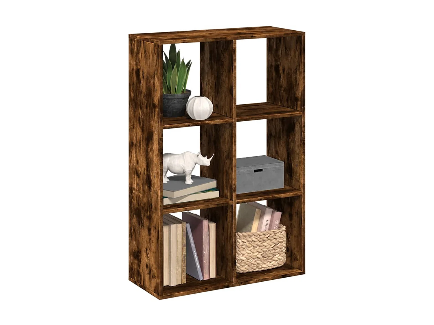 Bibliothèque séparatrice de pièce chêne fumé 69,5x29x103,5 cm