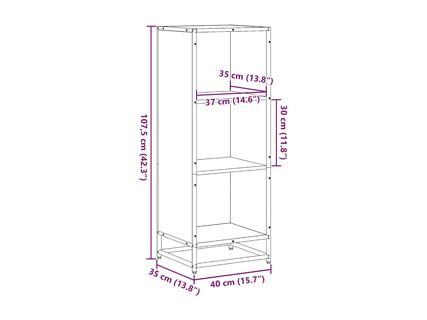 Bibliothèque chêne fumé 40x35x107,5 cm bois d'ingénierie