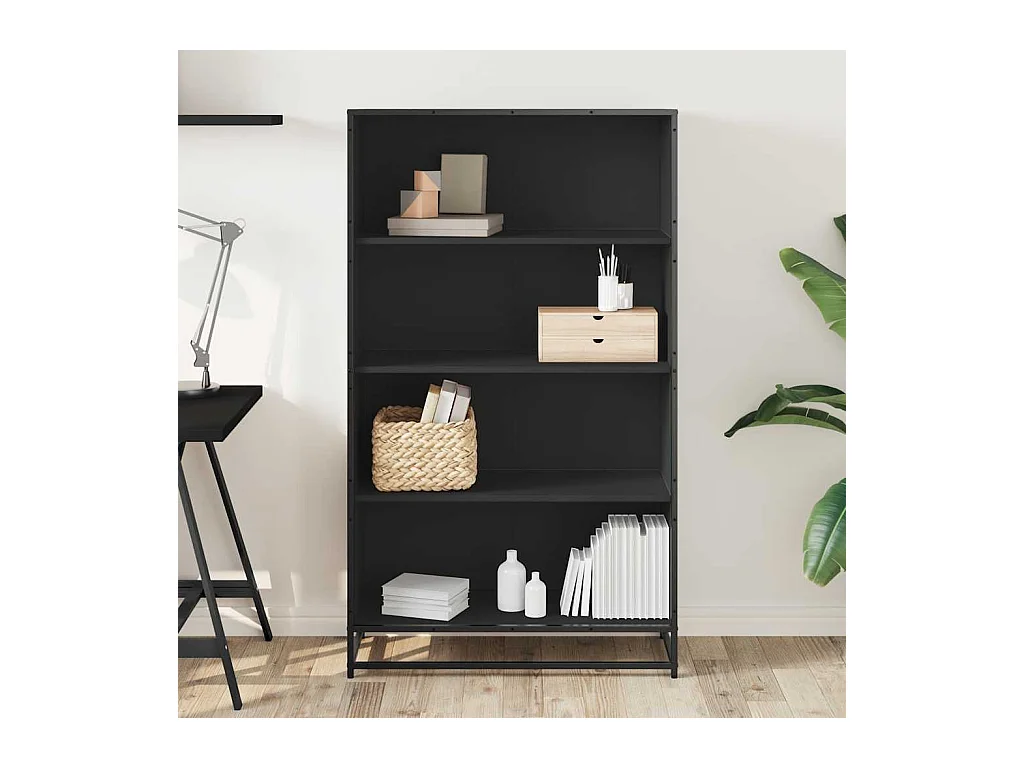 Bibliothèque noir 80,5x35x139 cm bois d'ingénierie