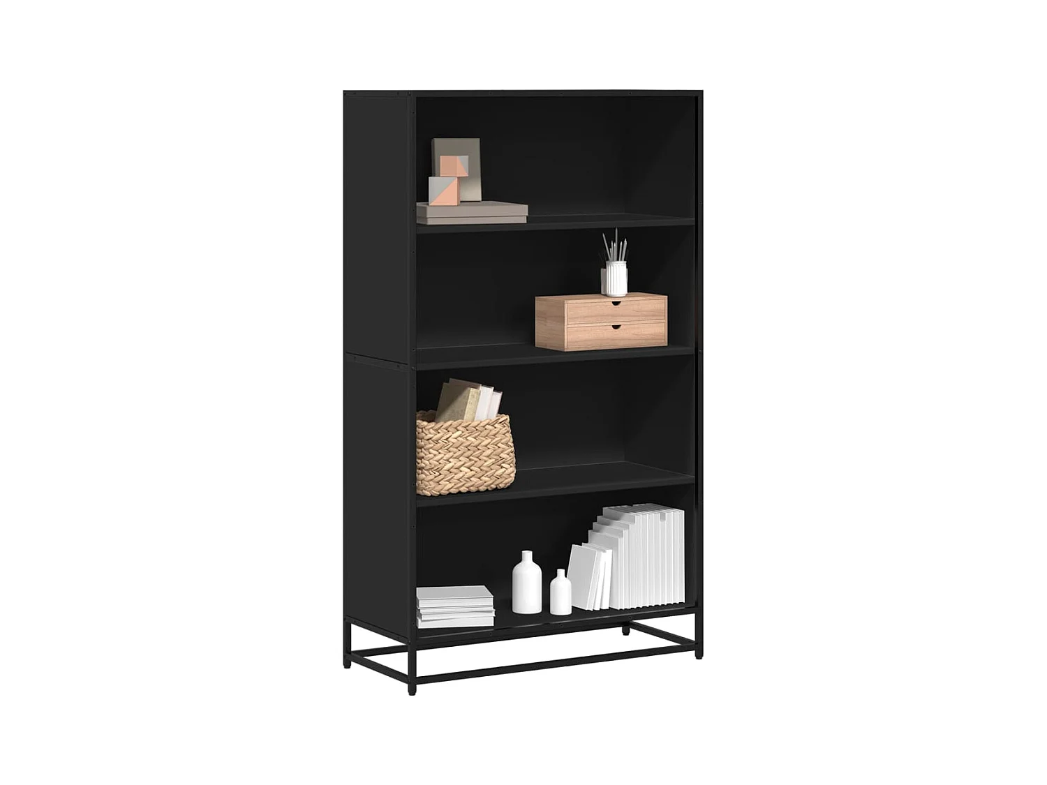 Bibliothèque noir 80,5x35x139 cm bois d'ingénierie