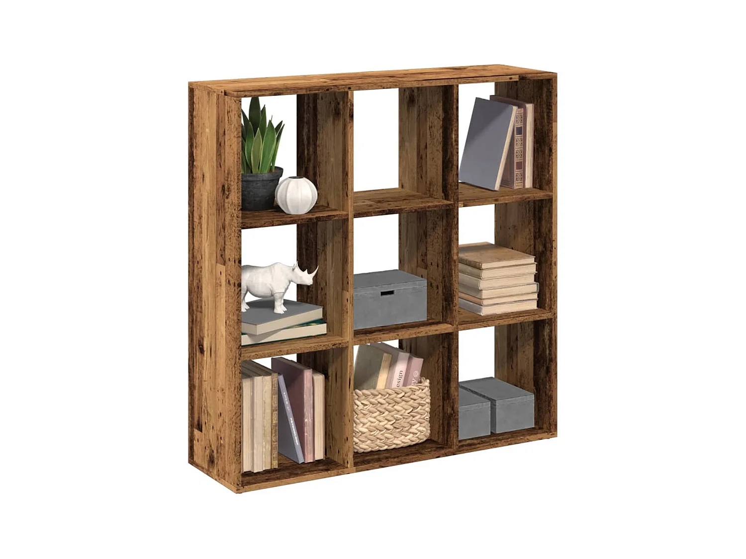 Bibliothèque séparatrice de pièce vieux bois 102x29x103,5 cm