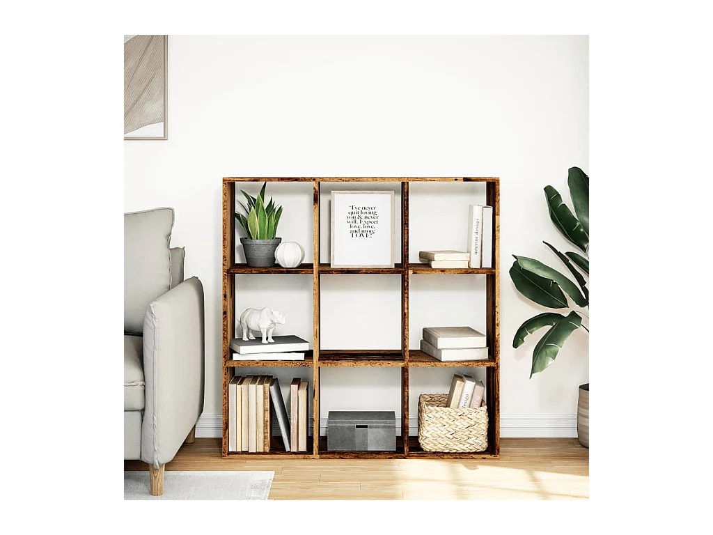 Bibliothèque séparatrice de pièce vieux bois 102x29x103,5 cm