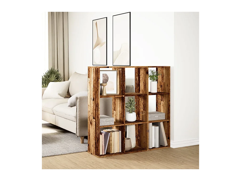 Bibliothèque séparatrice de pièce vieux bois 102x29x103,5 cm