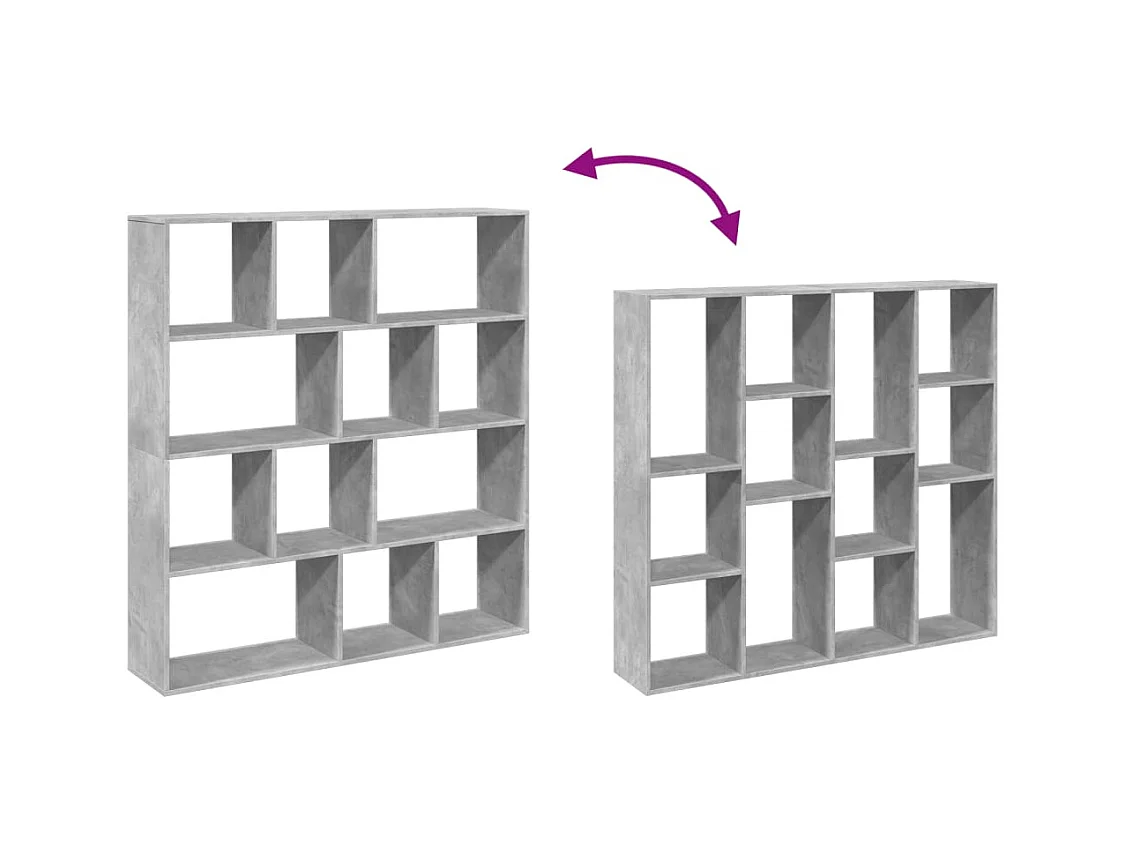 Bibliothèque gris béton 132x29x141,5 cm bois d'ingénierie