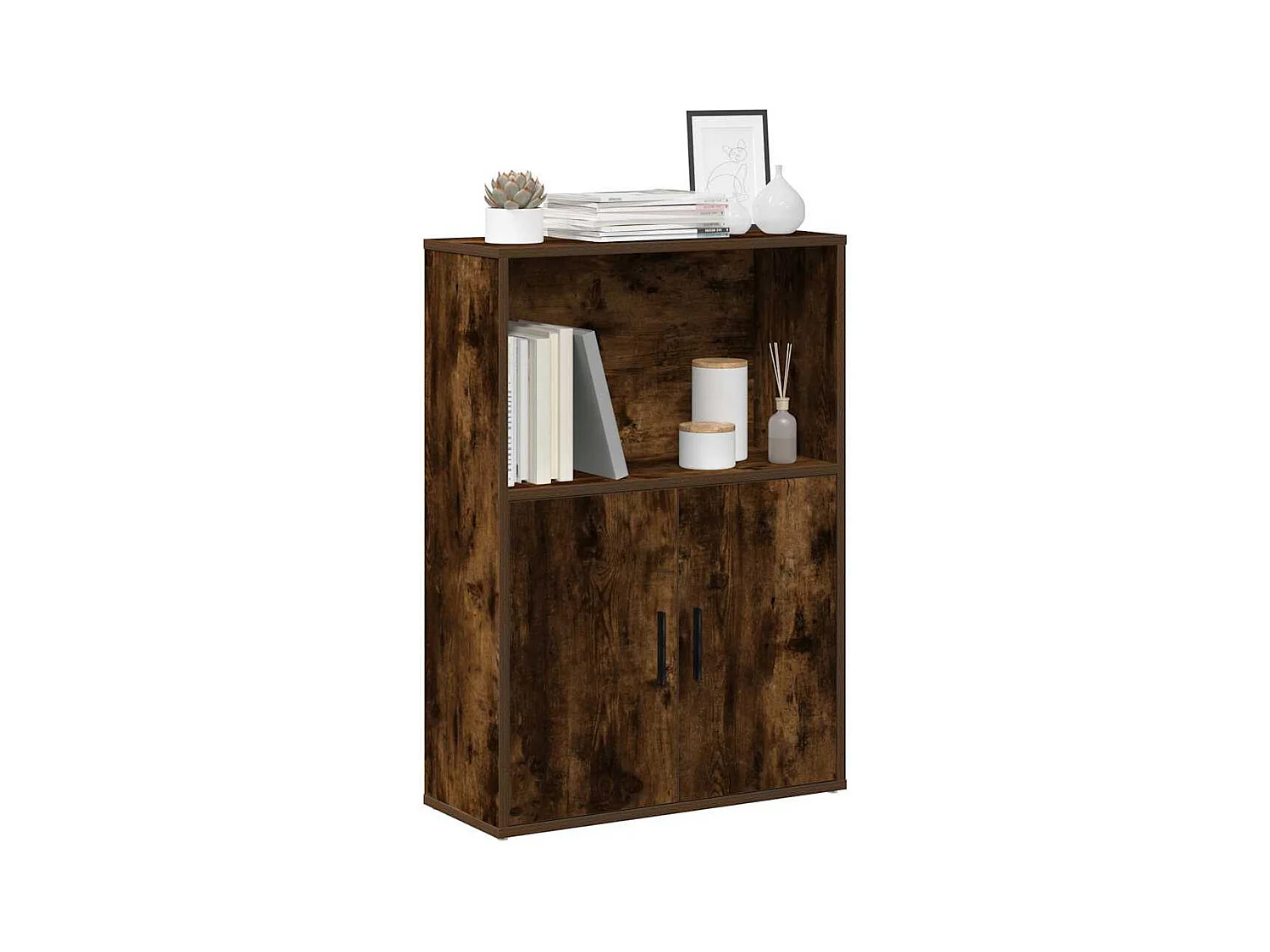 Bibliothèque chêne fumé 60x24x85 cm bois d'ingénierie