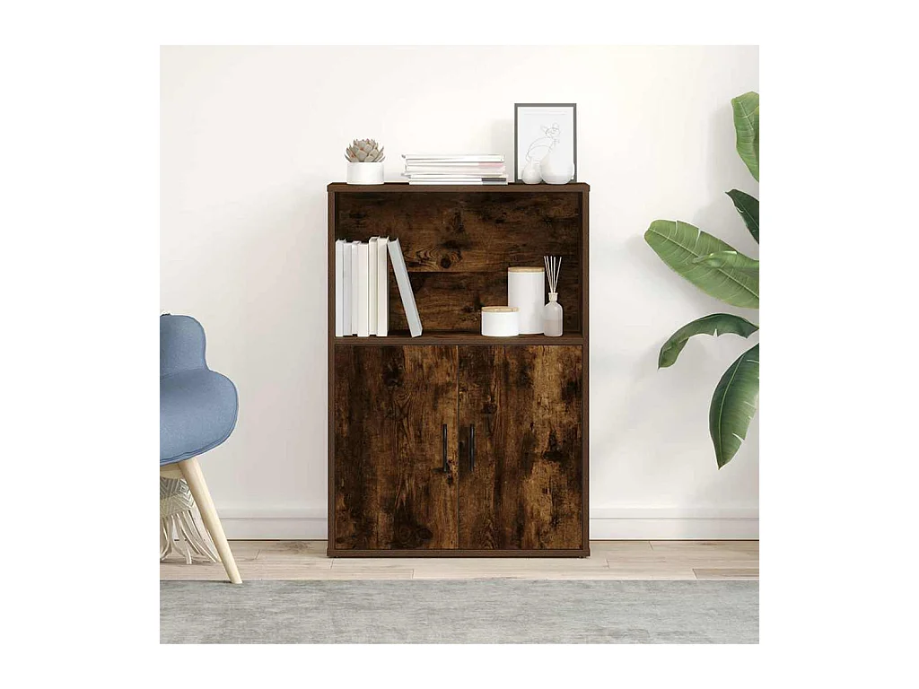 Bibliothèque chêne fumé 60x24x85 cm bois d'ingénierie