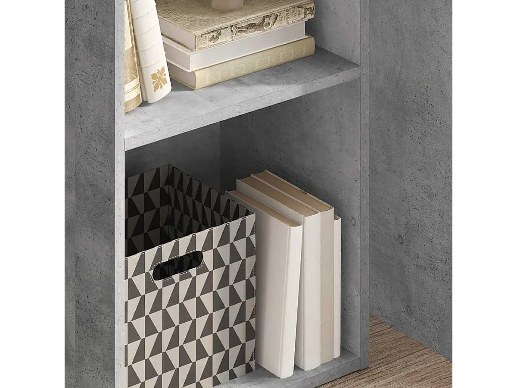 Bibliothèque à 2 niveaux gris béton bois d'ingénierie