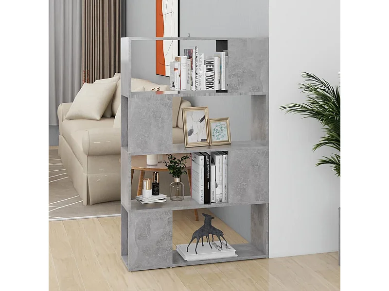 Bibliothèque/Séparateur de pièce Gris béton 80x24x124,5 cm