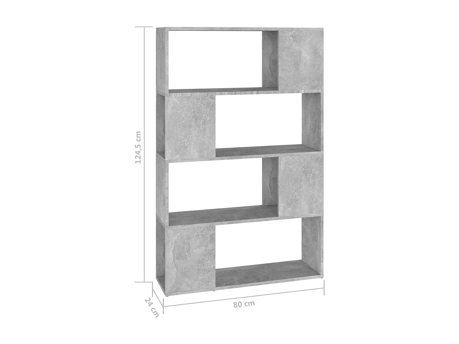 Bibliothèque/Séparateur de pièce Gris béton 80x24x124,5 cm