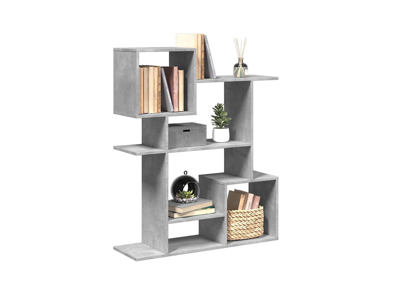 Bibliothèque séparatrice de pièce gris béton 92x29x112 cm