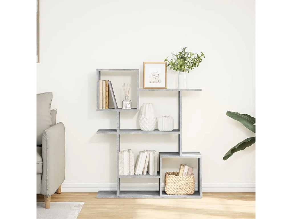 Bibliothèque séparatrice de pièce gris béton 92x29x112 cm
