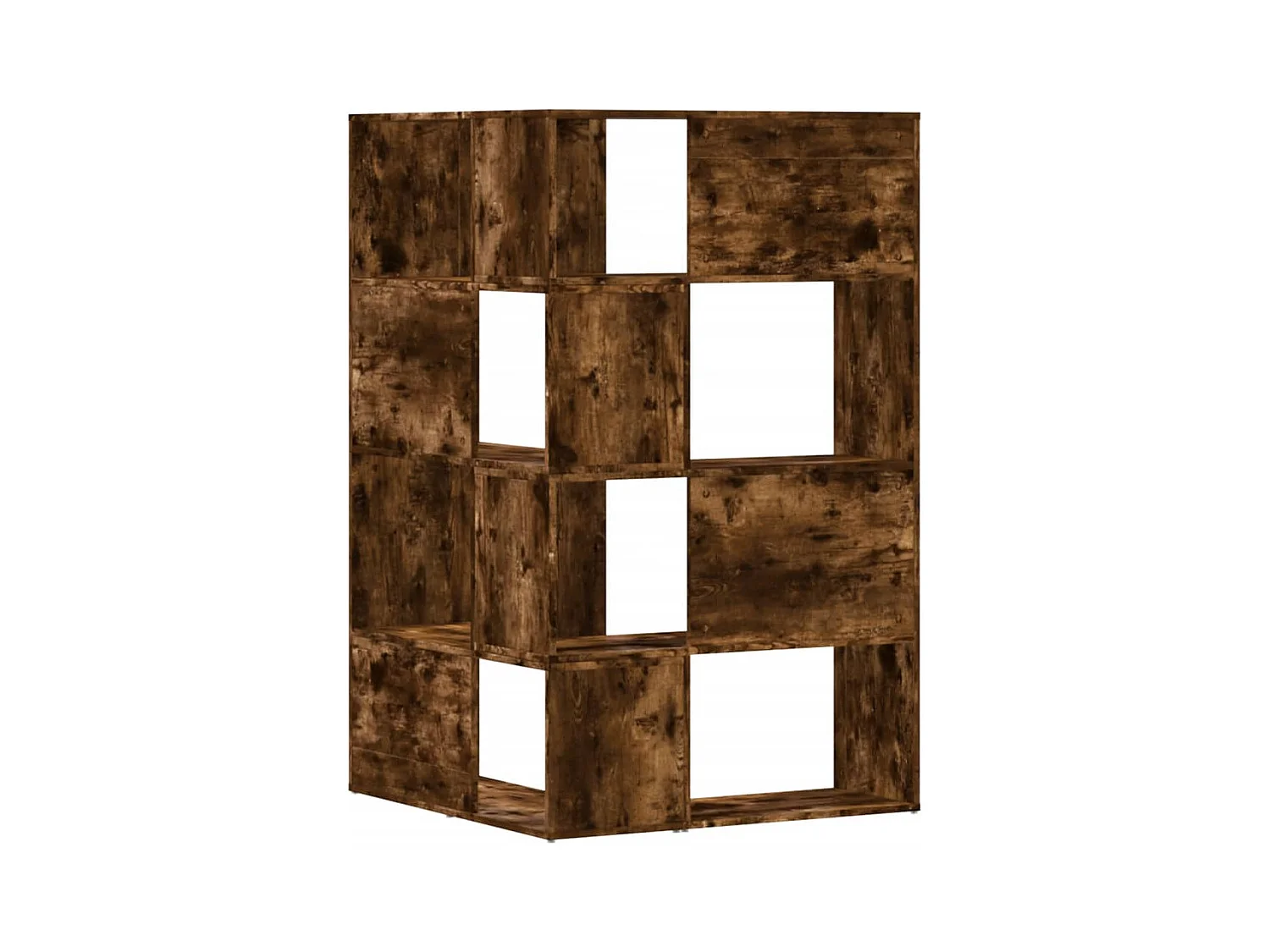 Bibliothèque d'angle à 4 niveaux chêne fumé bois d'ingénierie