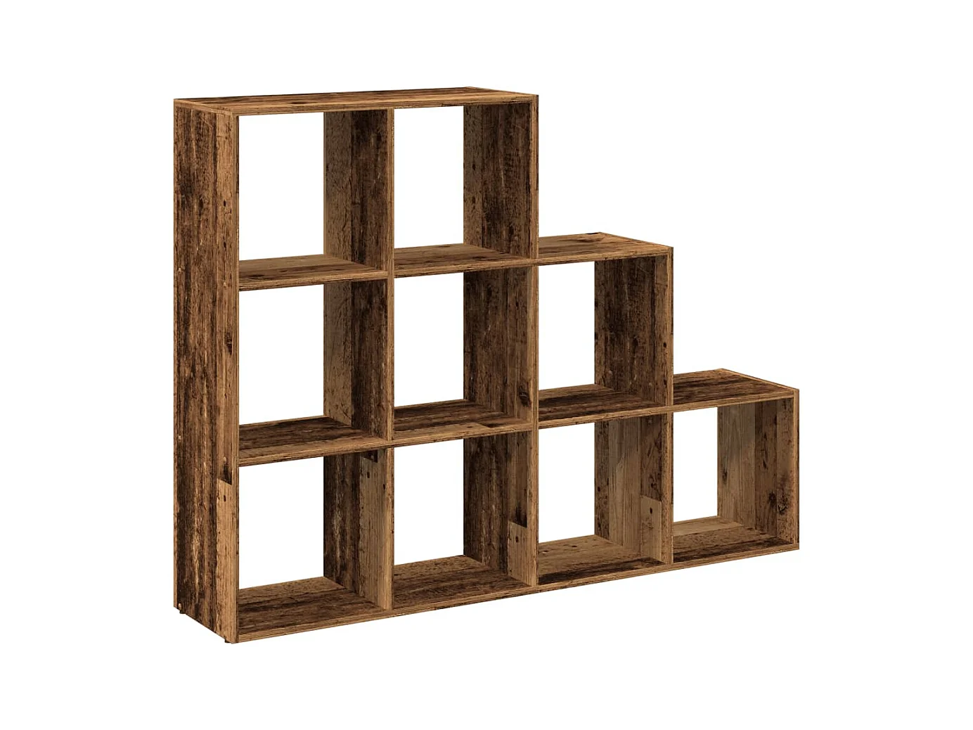 Bibliothèque séparatrice de pièce à 3 niveaux vieux bois