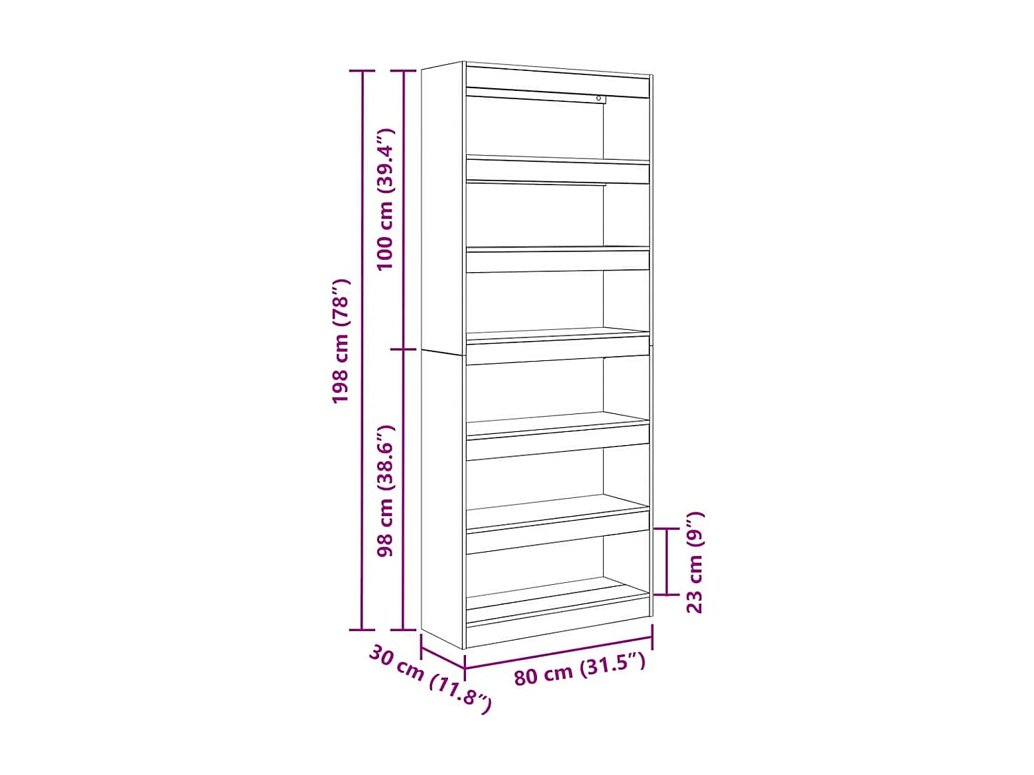 Bibliothèque Sonoma gris 80 x 30 x 198 cm Bois d'ingénierie