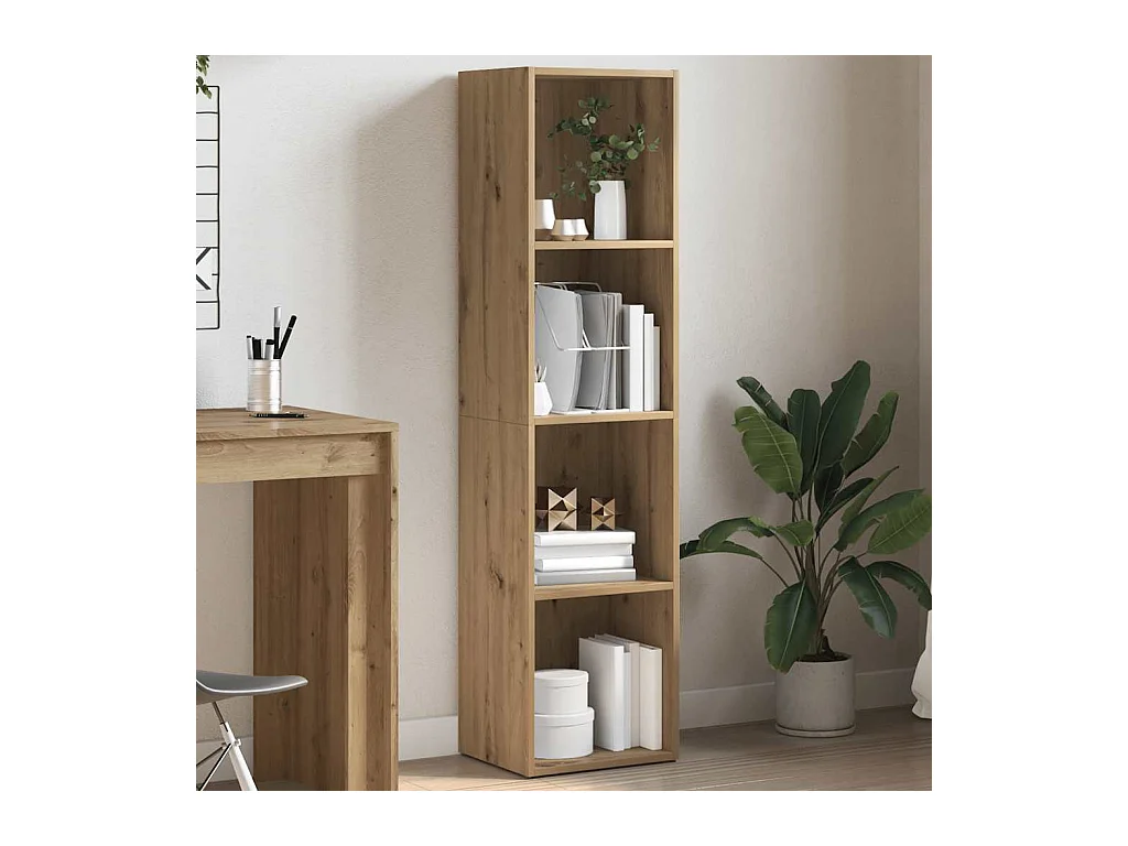 Bibliothèque chêne artisanal 36x30x143 cm bois d'ingénierie